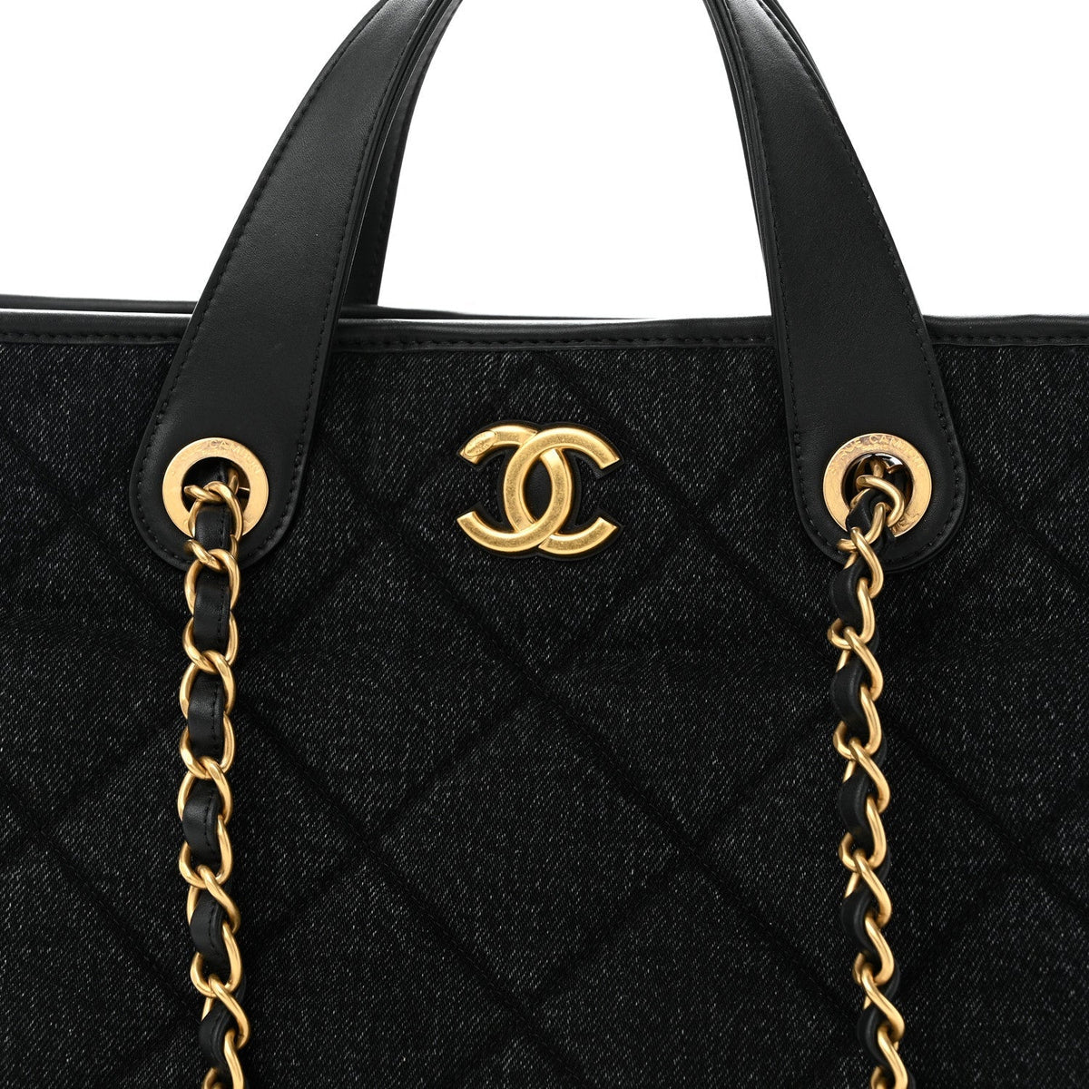 Chanel Denim Calfskin Quilted Small Deauville Tote Black