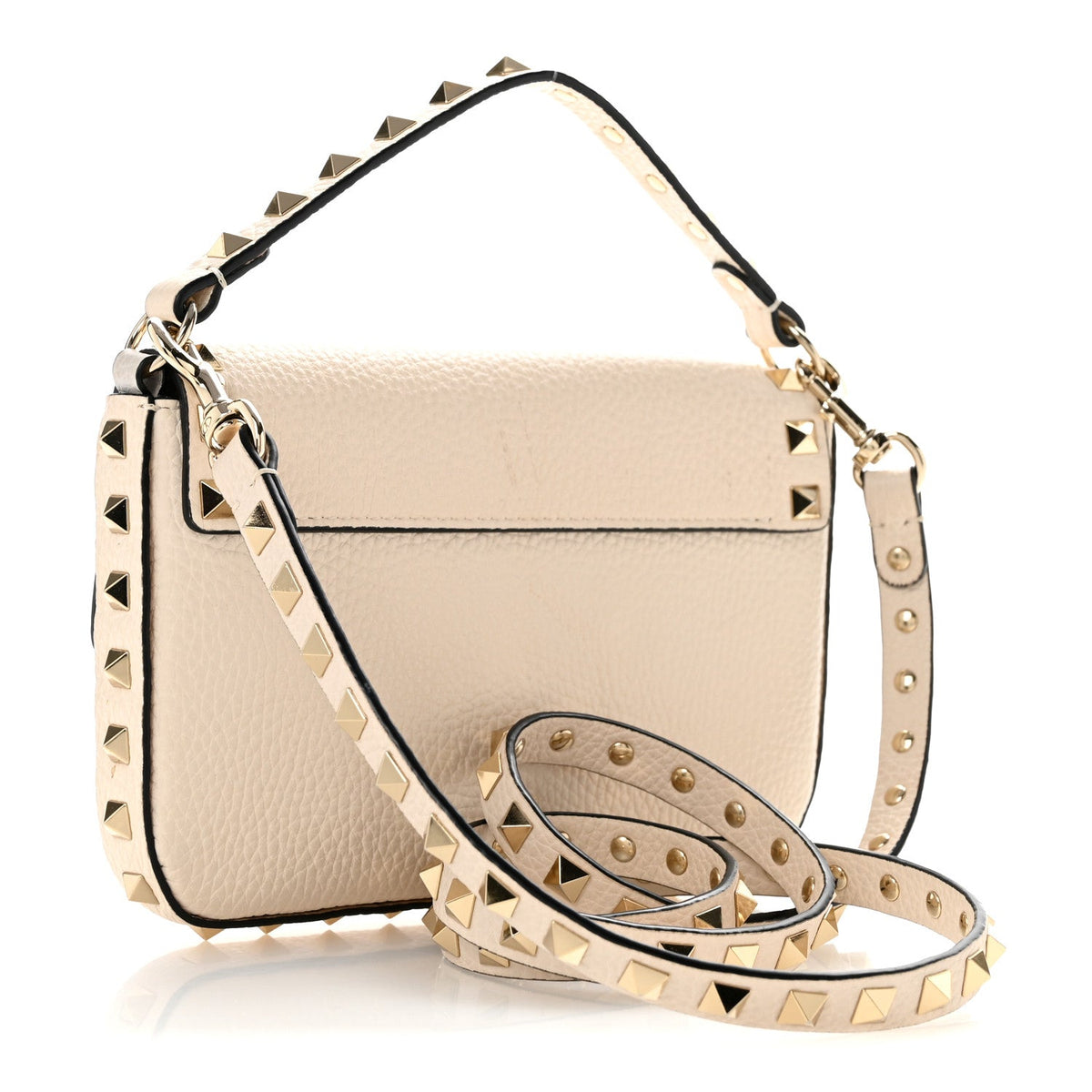 Valentino Garavani Grainy Calfskin Rockstud Crossbody Pouch Light Ivory