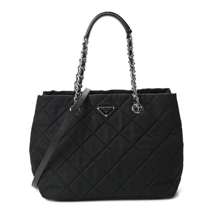 Prada Nylon Tessuto Impuntu Quilted Tote Black