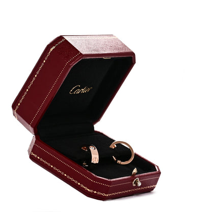Cartier 18K Pink Gold 2 Diamond 5.5mm LOVE Hoop Earrings