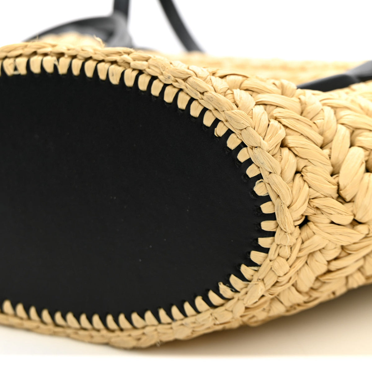 Bottega Veneta Raffia Calfskin Small Arco Basket Black 1945702