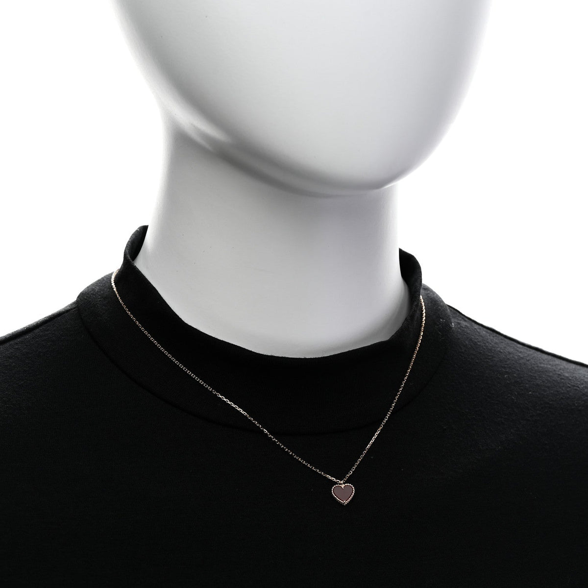 Van Cleef & Arpels 18K Rose Gold Carnelian Sweet Alhambra Heart Pendant Necklace