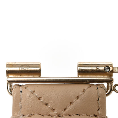 Chanel Lambskin Quilted Pearl CC Cuff Bracelet S Beige