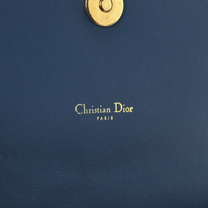 Christian Dior Supple Calfskin Cannage Caro Belt Pouch Steel Blue