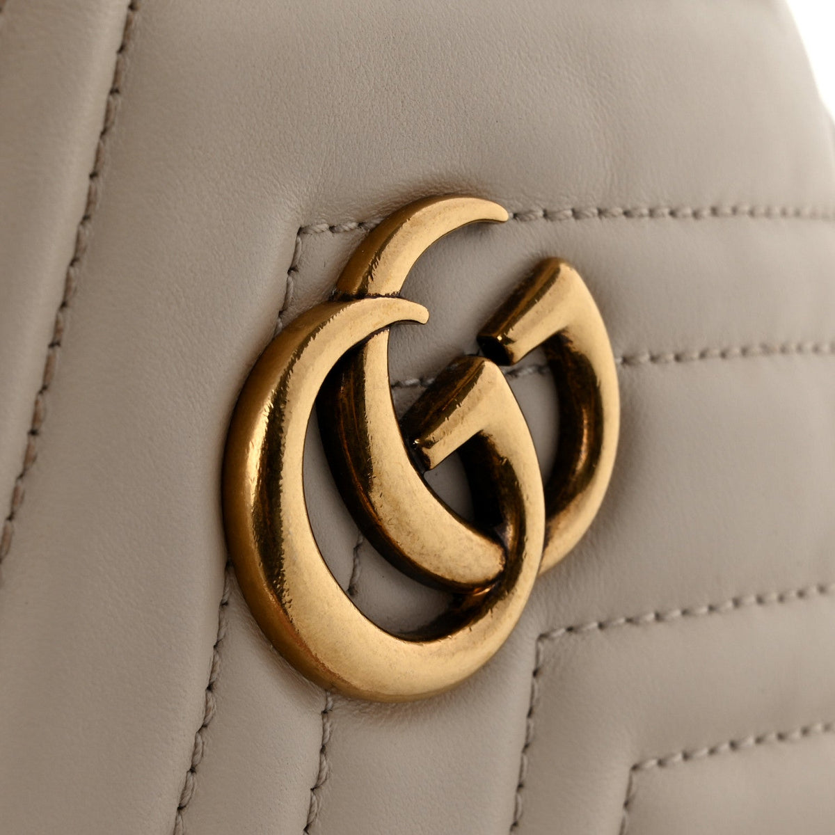 Gucci Calfskin Matelasse Mini GG Marmont 2.0 Bucket Bag White