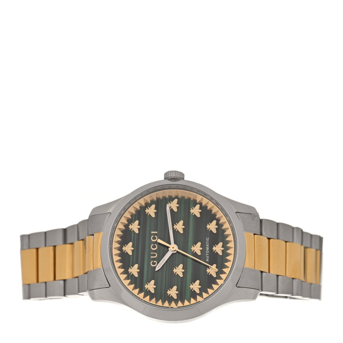 Gucci Stainless Steel Malachite 38mm G-Timeless Two Tone Bee Automatic Watch