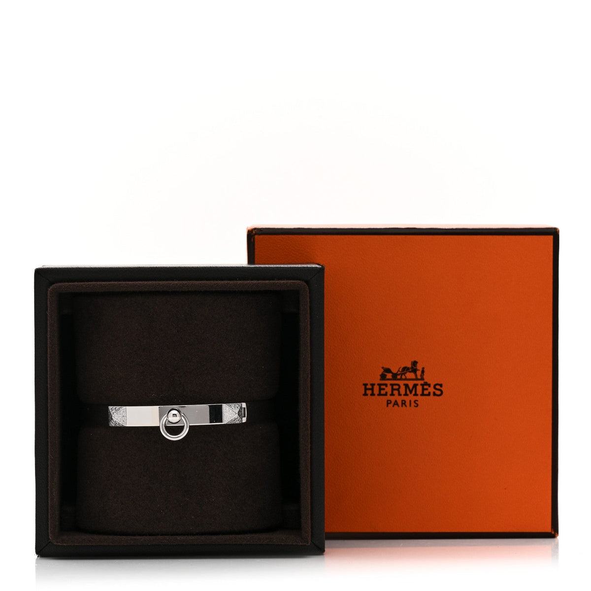 Hermes 18K White Gold Diamond PM Collier De Chien Bracelet SH