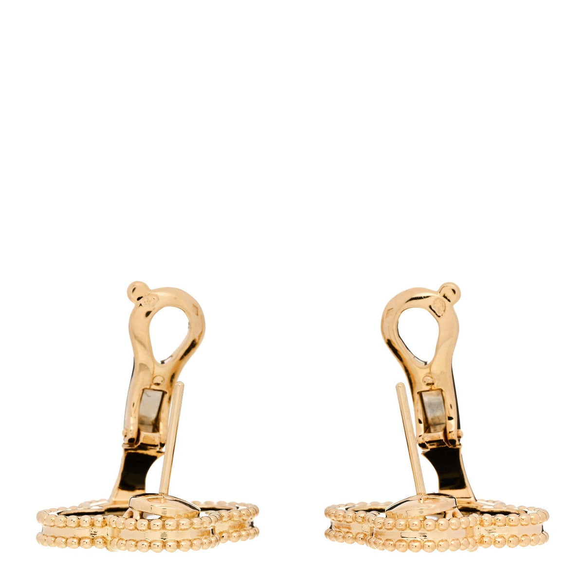 Van Cleef & Arpels 18K Yellow Gold Onyx Magic Alhambra Earrings Black