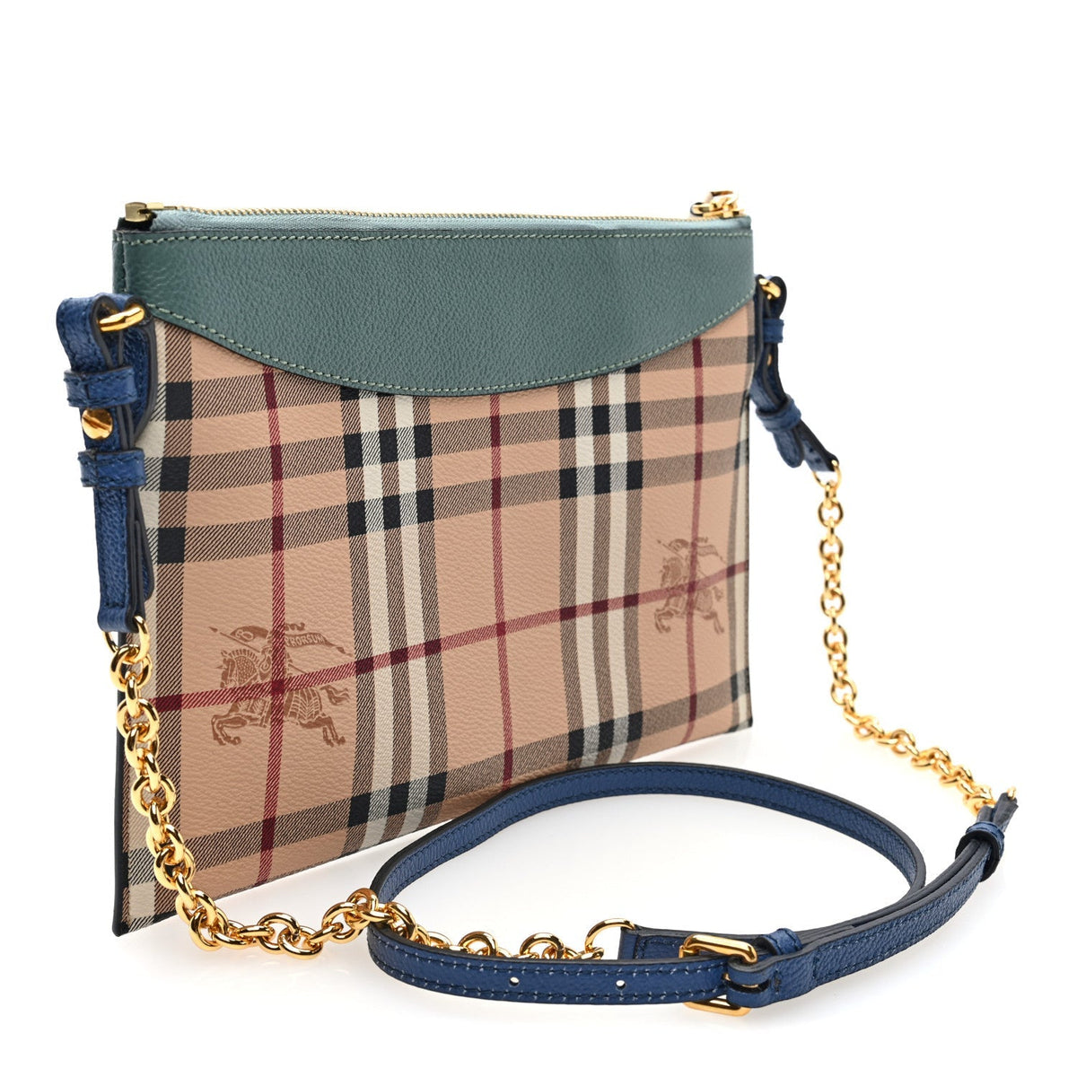 Burberry Haymarket Check Derby Peyton Crossbody Clutch Bag Eucalyptus Green