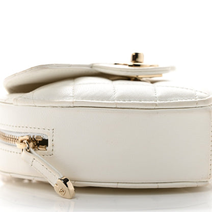 Chanel Lambskin Quilted CC In Love Heart Clutch With Chain White