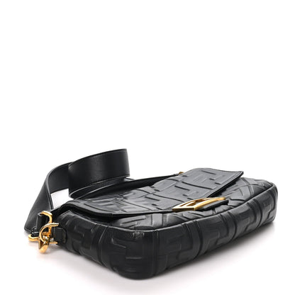 Fendi Nappa FF 1974 Embossed Baguette Black