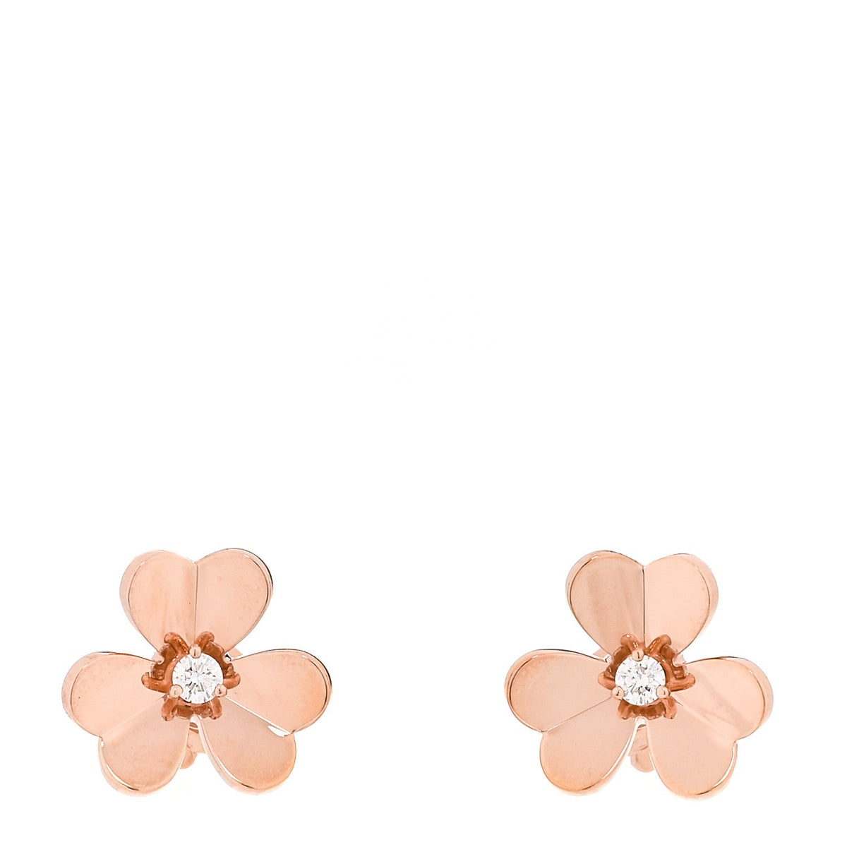 Van Cleef & Arpels 18K Rose Gold Diamond Small Frivole Earrings