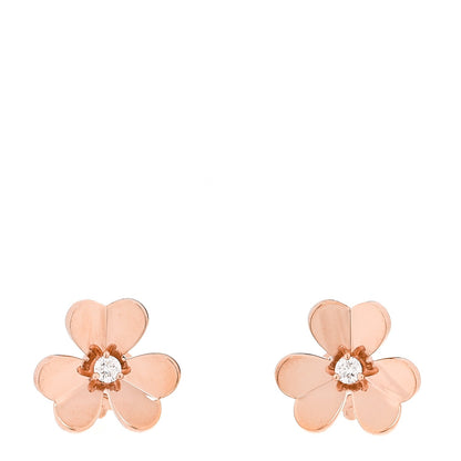 Van Cleef & Arpels 18K Rose Gold Diamond Small Frivole Earrings