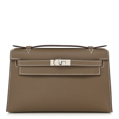 Hermès Swift Kelly Pochette Clutch Etoupe