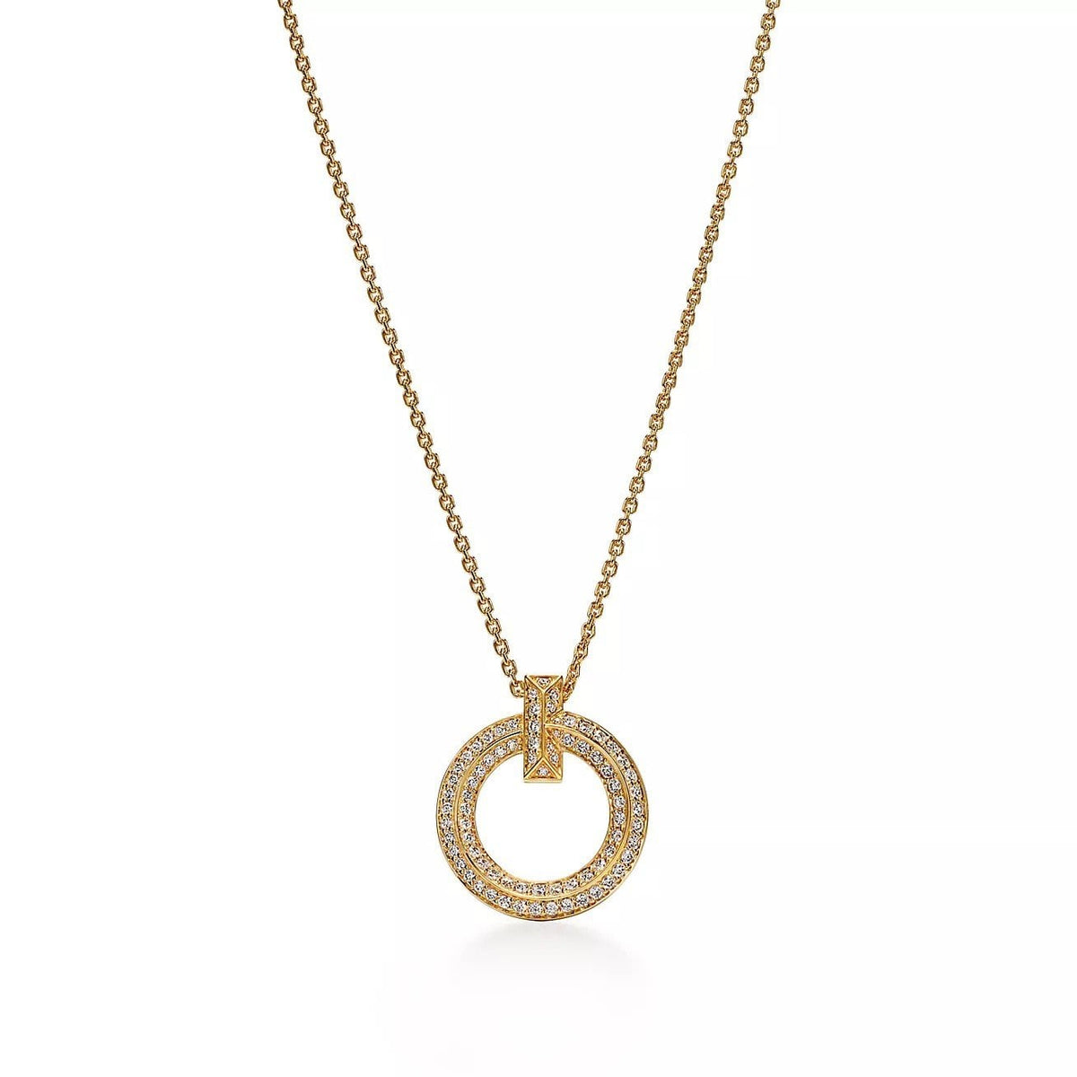 18K Gold Diamond Tiffany T1 Pendant