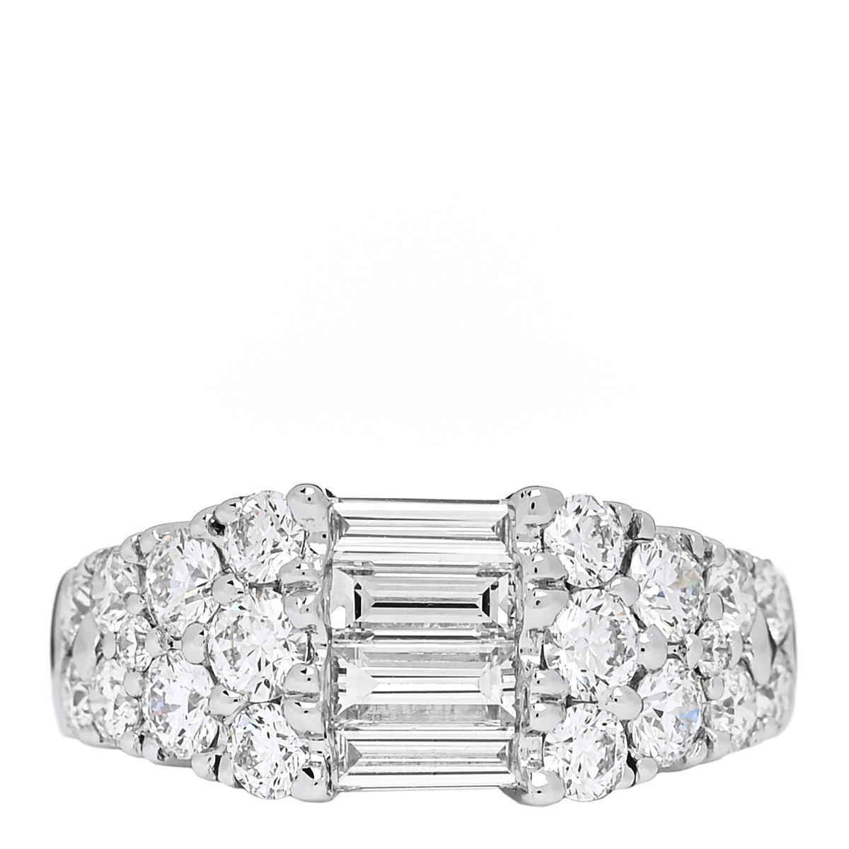 Parker & West 18K White Gold Diamond 1.92ctw Baguette Round Cut Ring 50 5.25