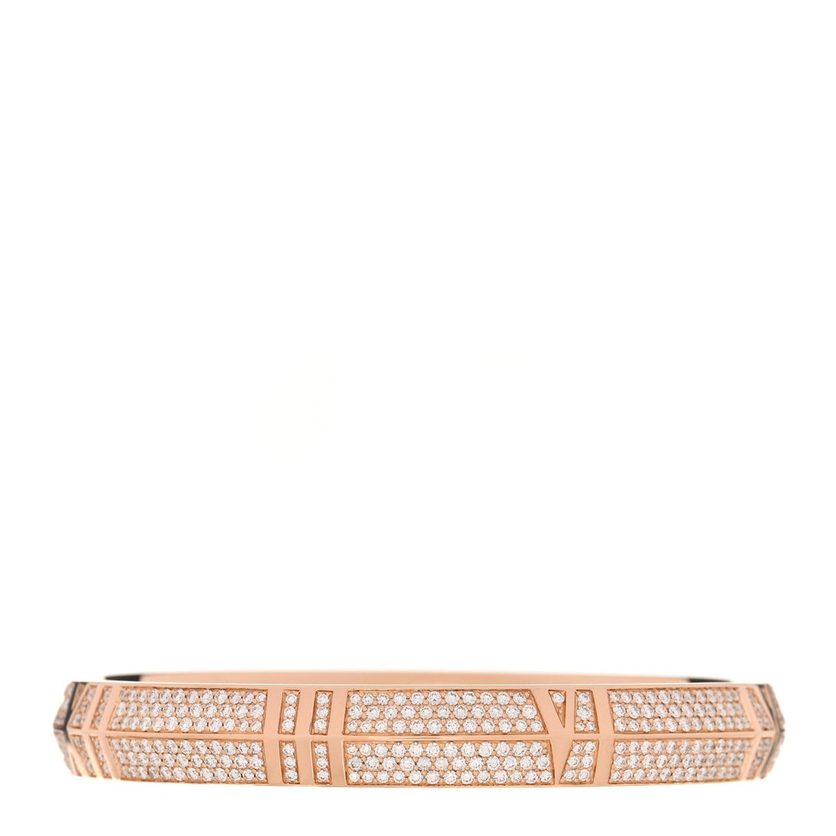 Tiffany 18K Rose Gold Diamond Atlas Closed Wide Hinged Bangle Bracelet