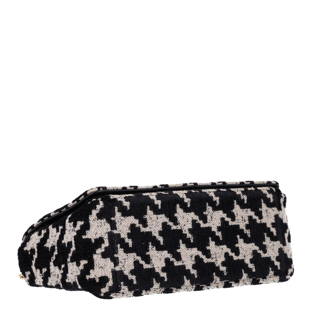Christian Dior Canvas Macro Houndstooth Medium Caro Bag Black White