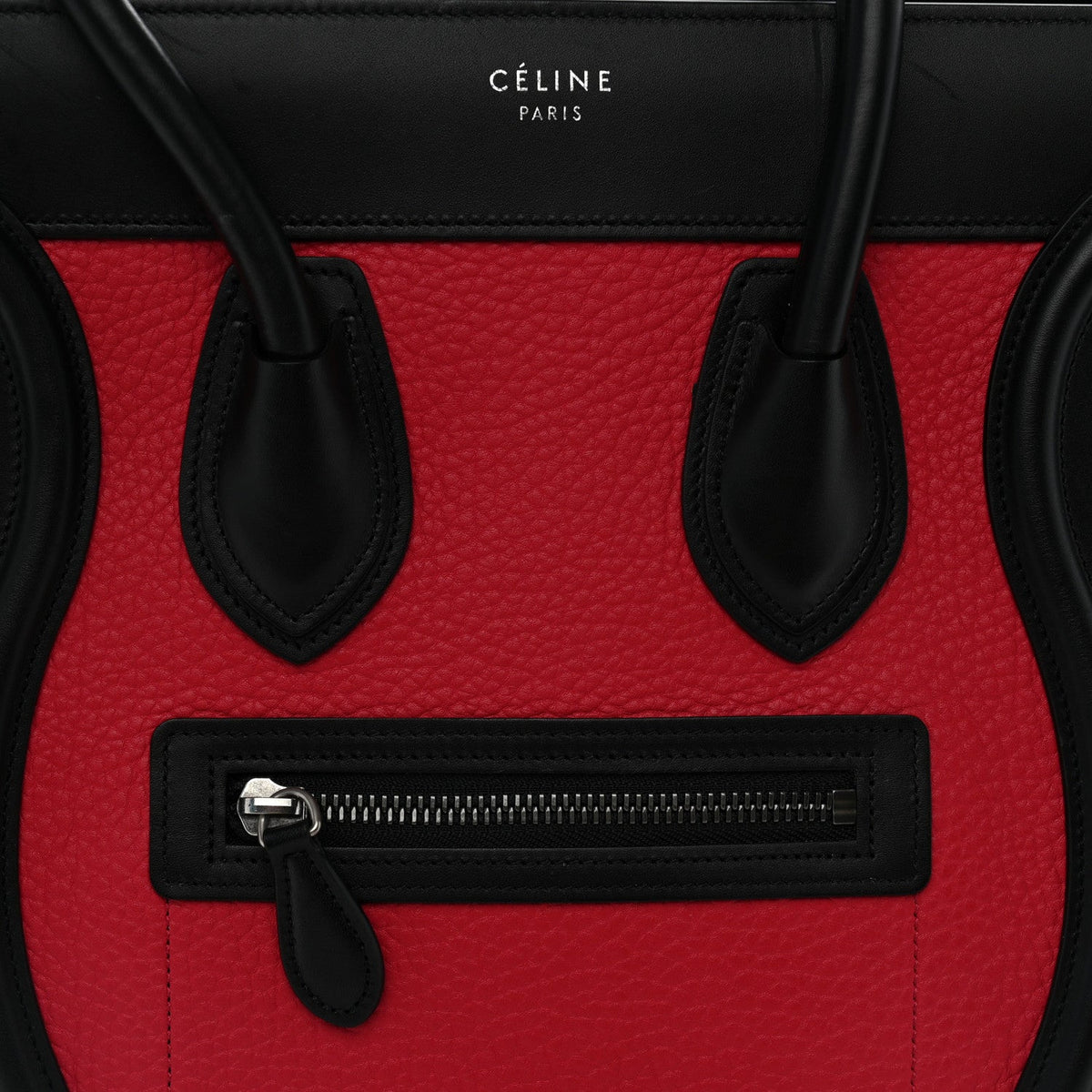 Celine Calfskin Bullhide Micro Luggage Tri-Color Bright Red