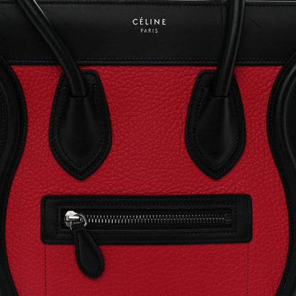 Celine Calfskin Bullhide Micro Luggage Tri-Color Bright Red