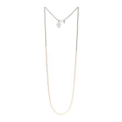 Tiffany Sterling Silver Diamond Cultured Pearl Return to Tiffany Wrap Necklace