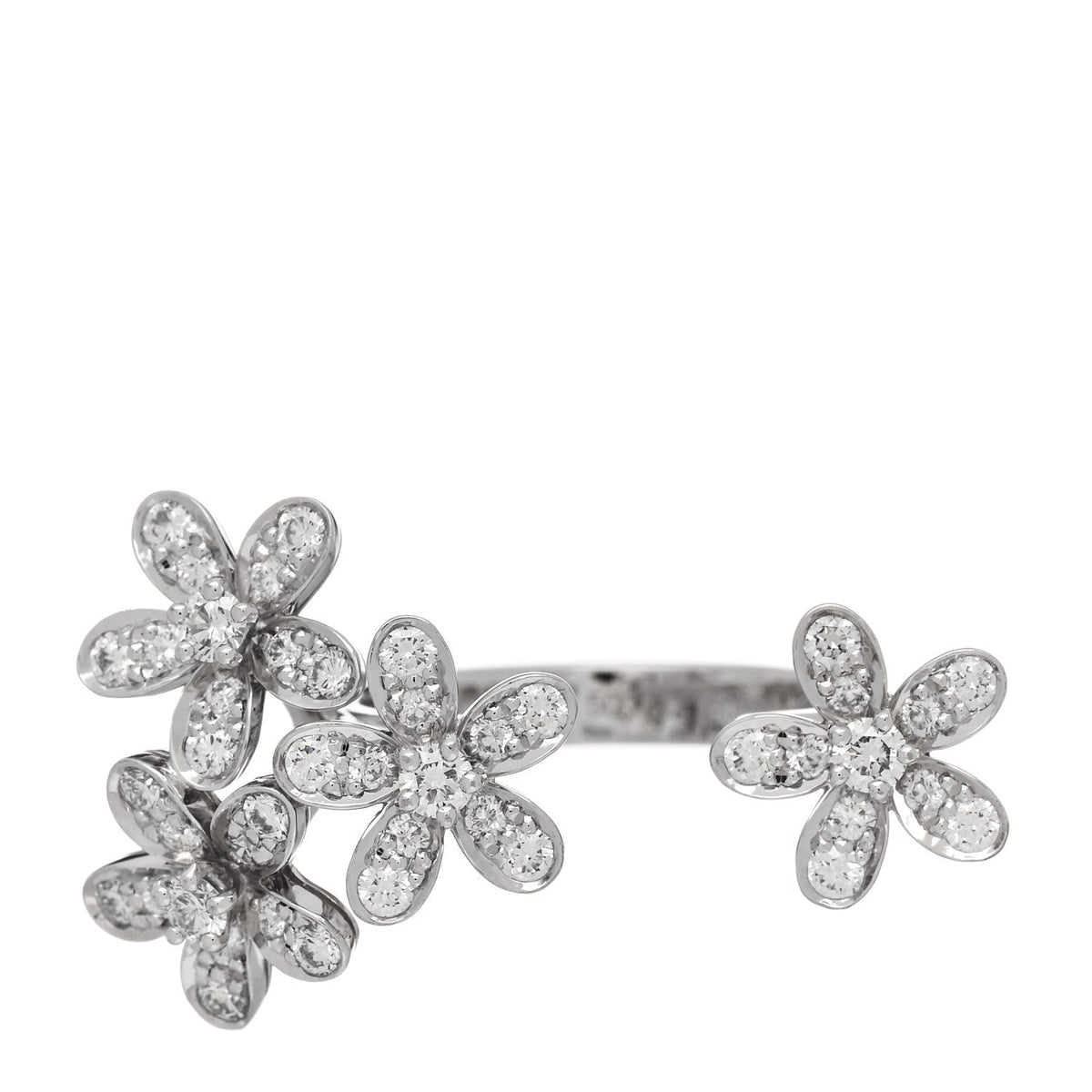 Van Cleef & Arpels 18K White Gold Diamond Socrate Ring 50 5.25