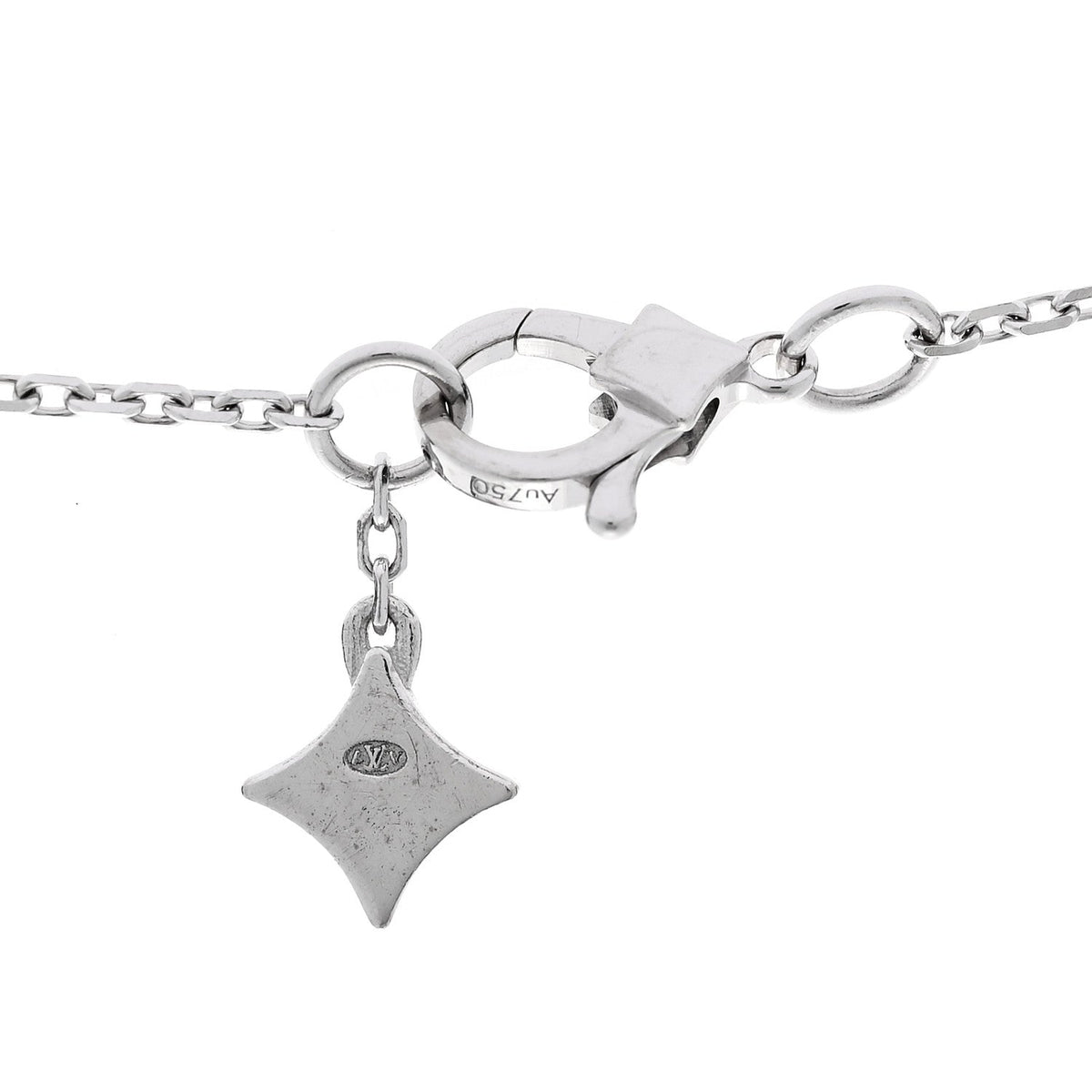 Louis Vuitton 18K White Gold Diamond LV Double Pendant Necklace