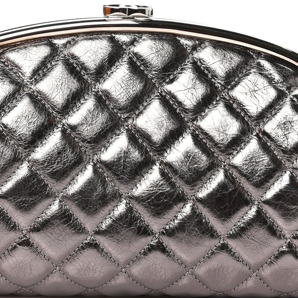 Chanel Metallic Aged Calfskin Quilted Timeless Clutch Silver