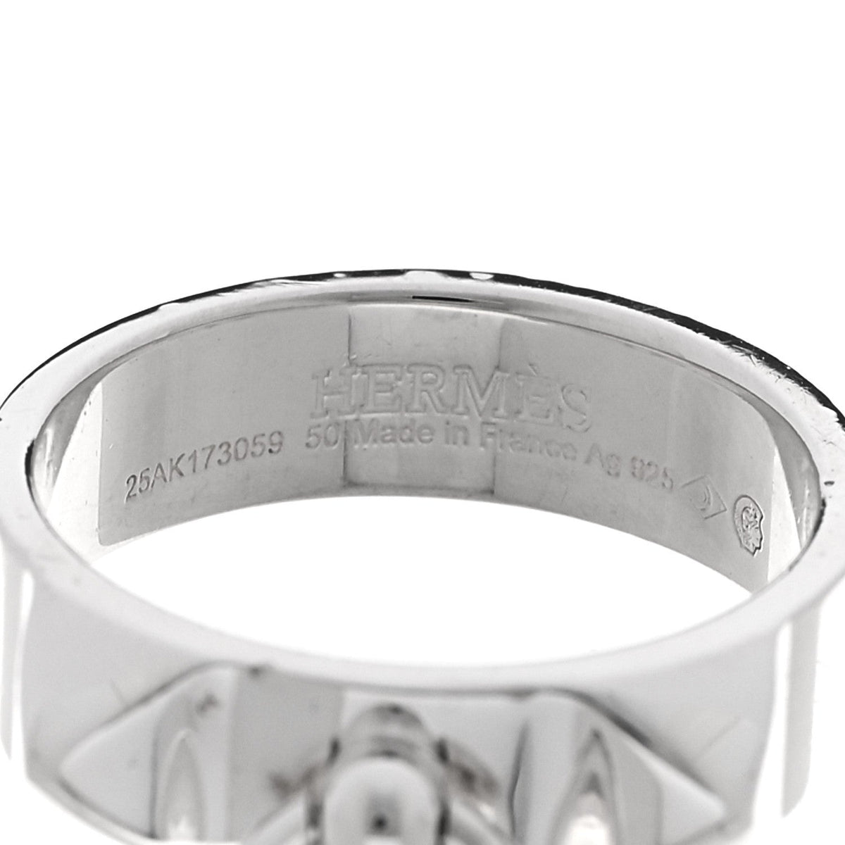 Hermes Sterling Silver PM Collier De Chien Ring 50 5.25
