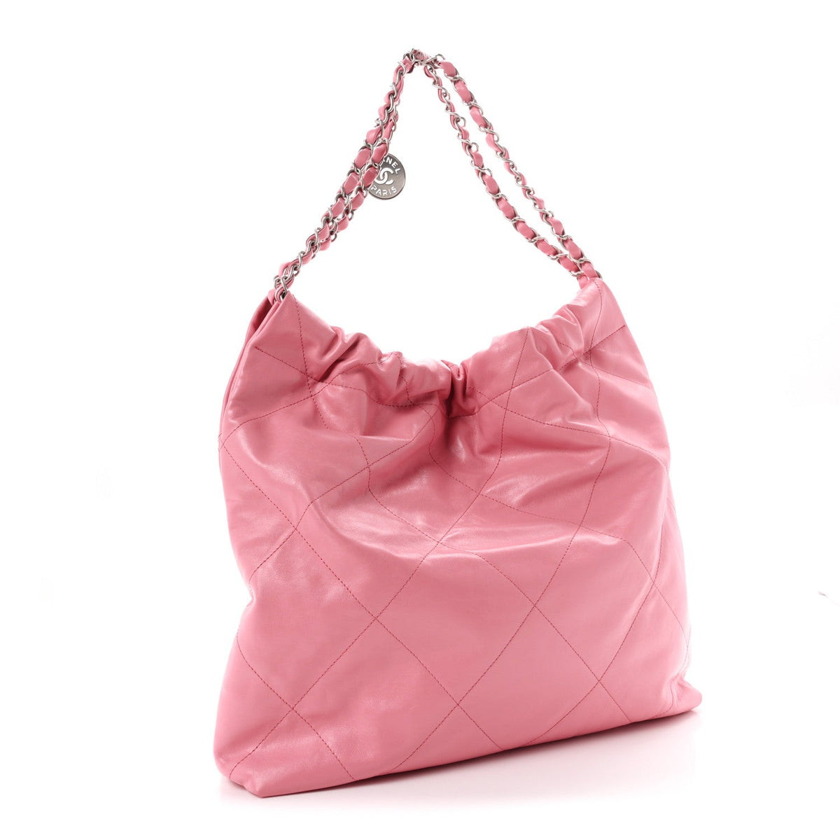 Chanel Shiny Calfskin Quilted Chanel 22 Bag Pink