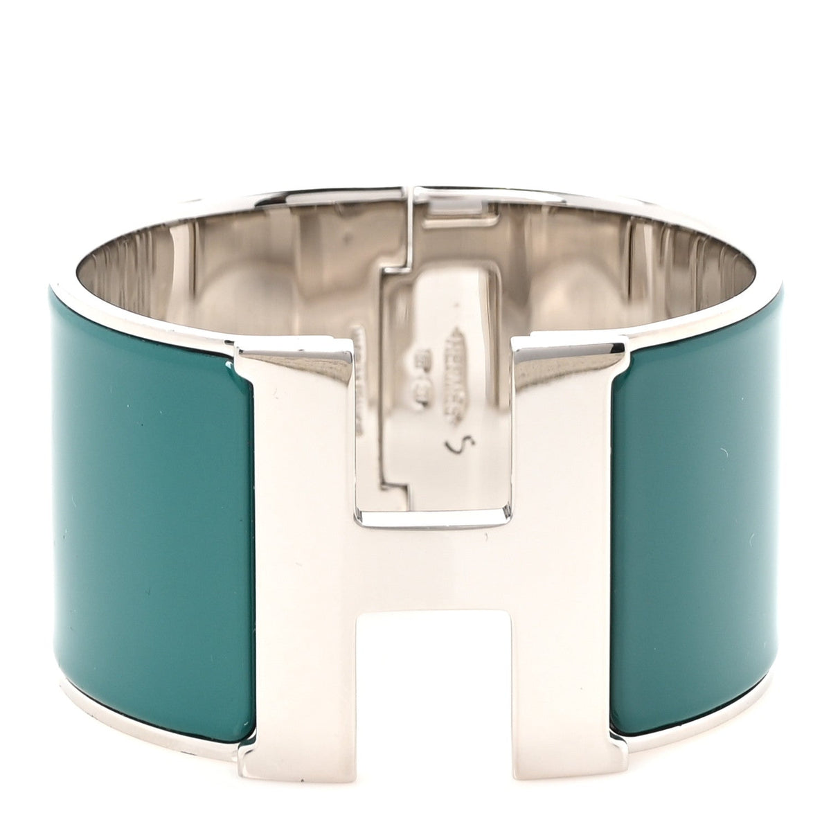 Hermes Enamel Palladium Extra Wide Clic Clac H Bracelet GM Bleuete