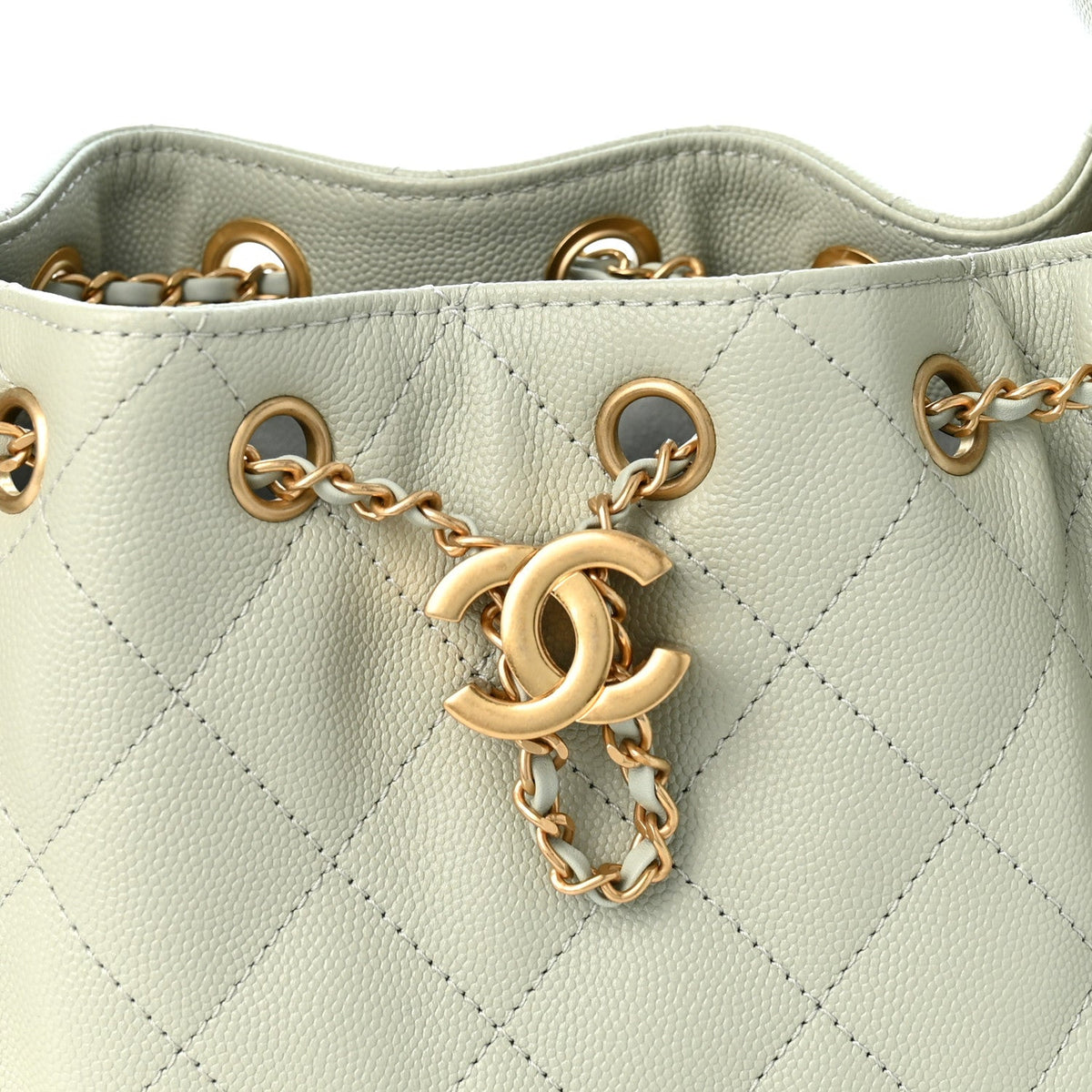 Chanel Caviar Quilted Mini 25 Handbag Light Green