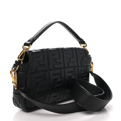 Fendi Nappa FF 1974 Embossed Baguette Black