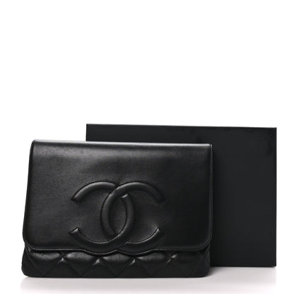 Chanel Goatskin Quilted Timeless CC Clutch Black