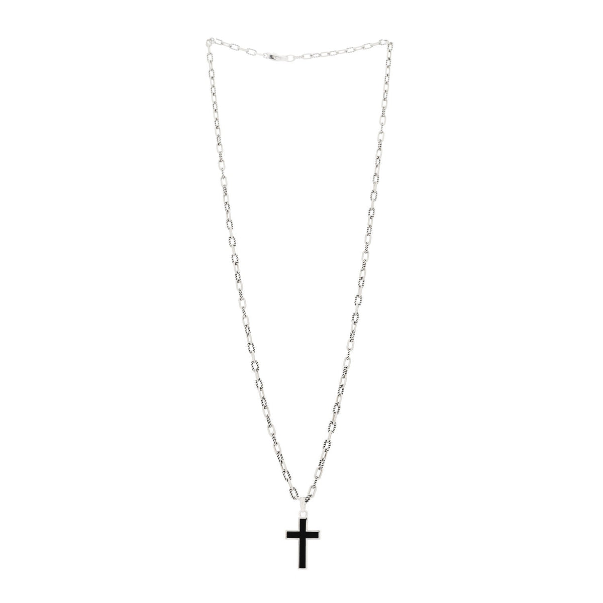 David Yurman Sterling Silver Black Onyx Cross Pendant Necklace