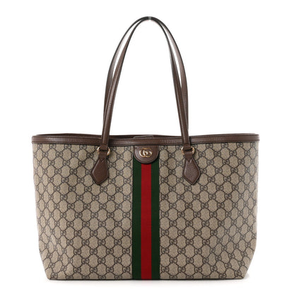 Gucci GG Supreme Monogram Medium Ophidia Shopping Tote Brown