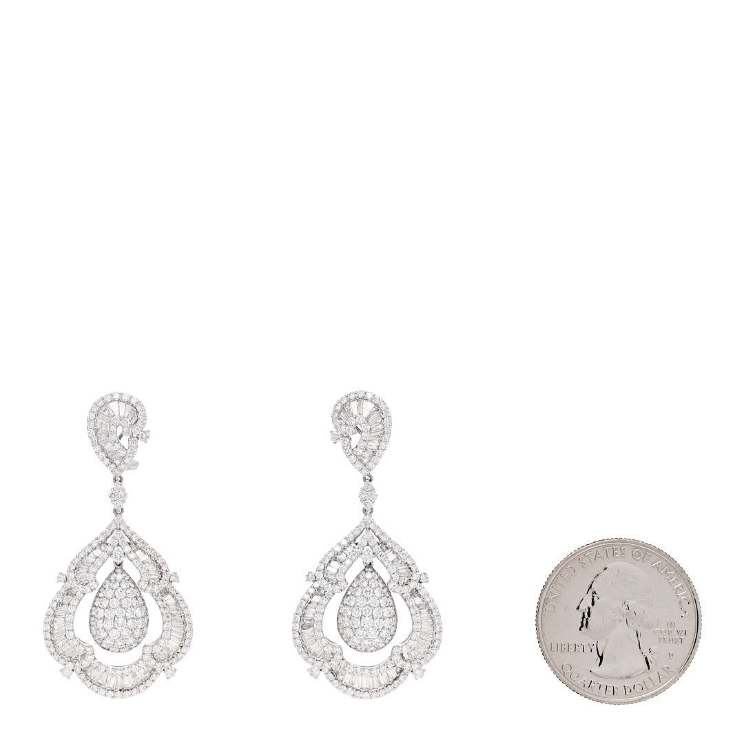 Parker & West 18K White Gold Diamond 10.19ctw Drop Earrings