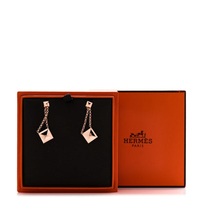 Hermes 18K Rose Gold Clou d'H Dangle Earrings