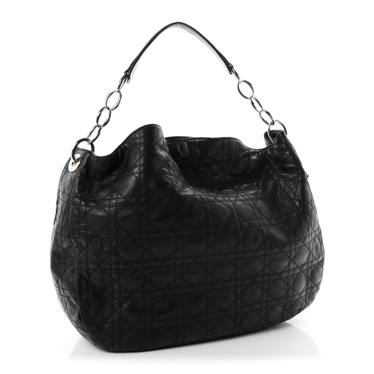 Christian Dior Lambskin Cannage Large Dior Soft Hobo Black