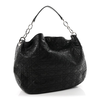 Christian Dior Lambskin Cannage Large Dior Soft Hobo Bag Black