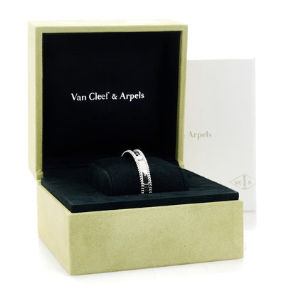 Van Cleef & Arpels 18K White Gold Perlee Signature Bangle Bracelet S