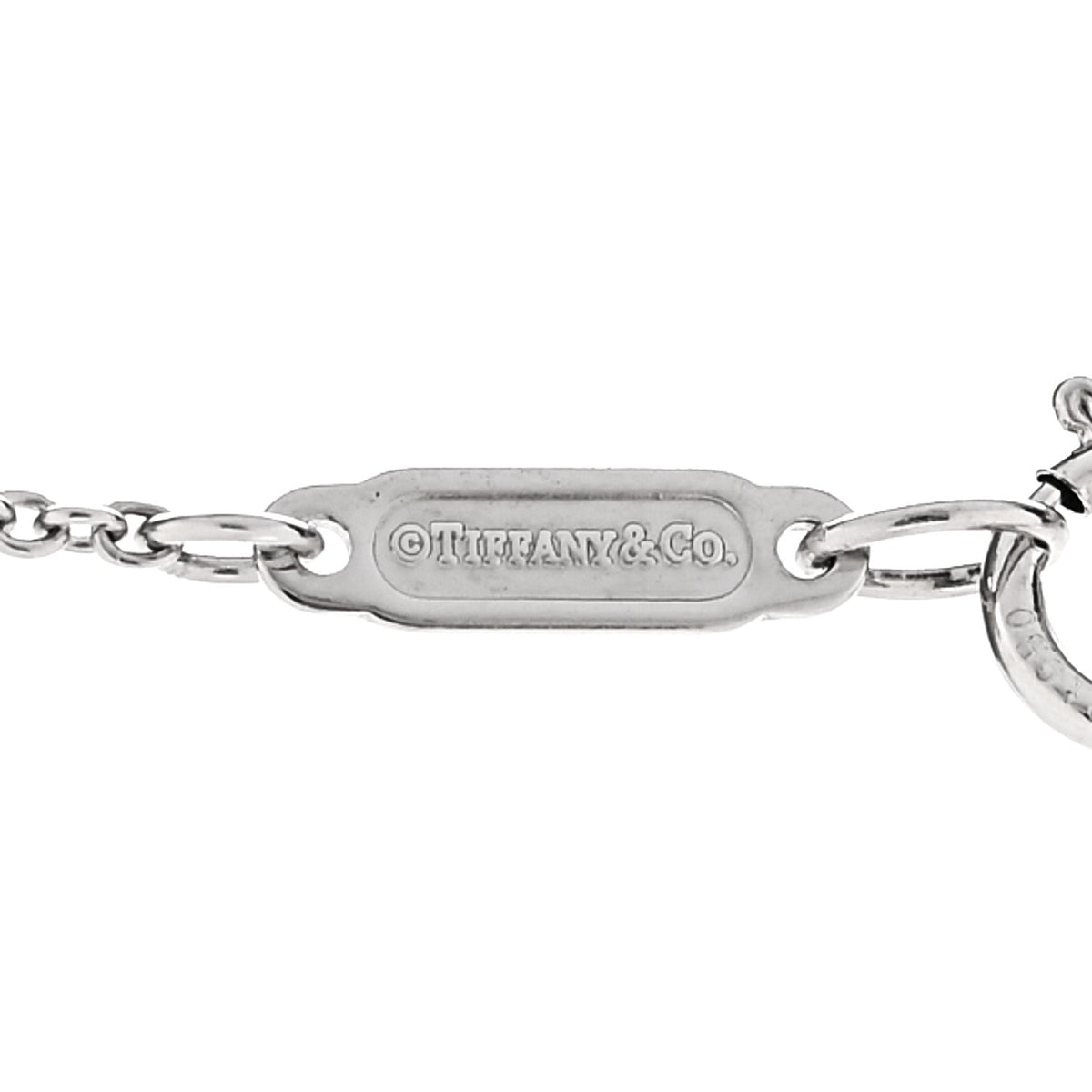 Tiffany Platinum Diamond Fleur de Lis Key Bar Pendant Necklace