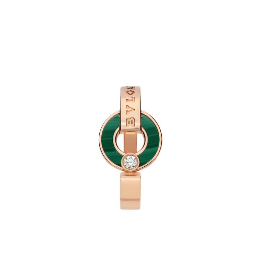 Bulgari 18K Rose Gold Diamond Malachite Ring
