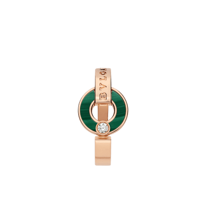 Bulgari 18K Rose Gold Diamond Malachite Ring