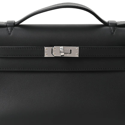 Hermes Swift Kelly Pochette Clutch Black