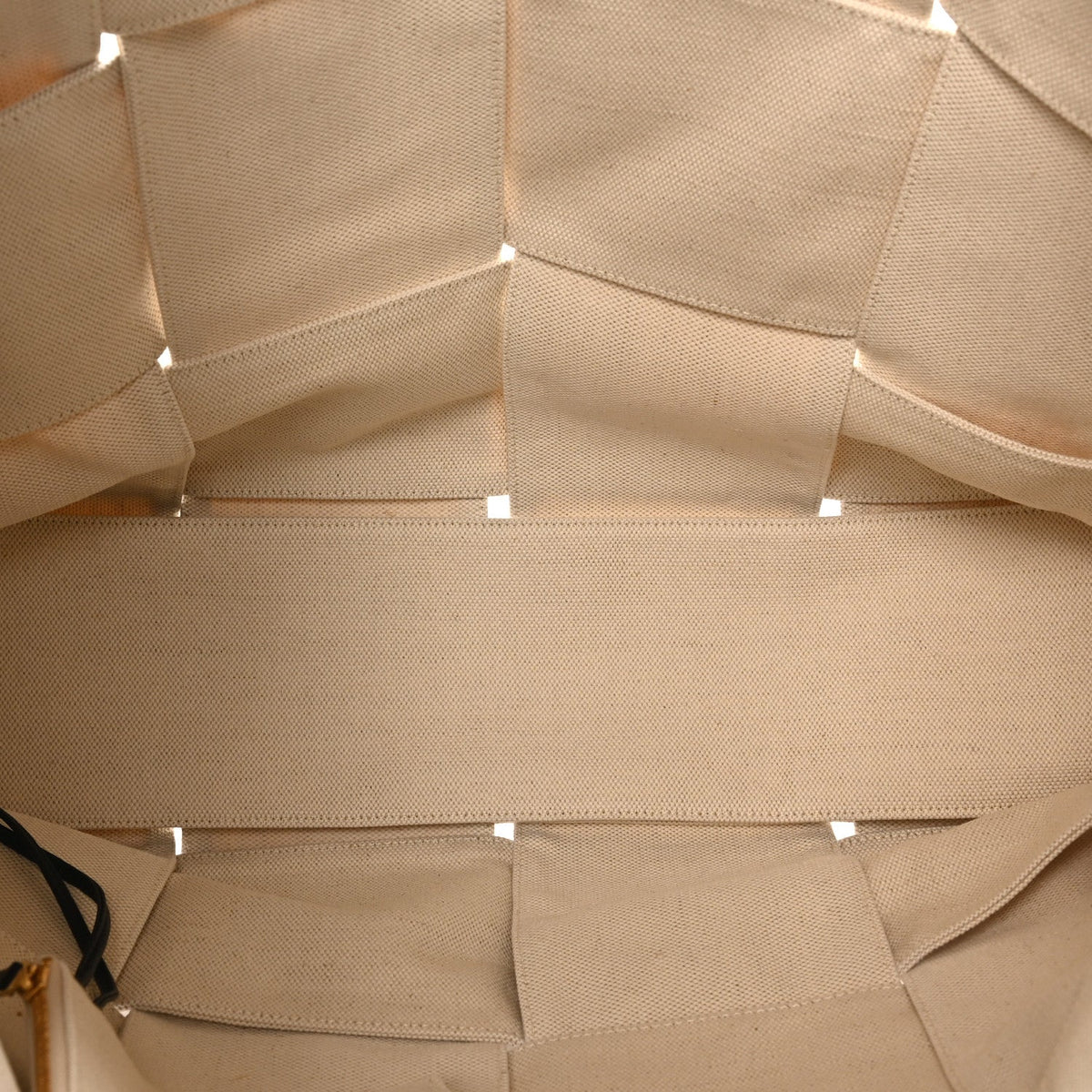 Bottega Veneta Canvas Maxi Intrecciato Large Arco Tote Beige Black