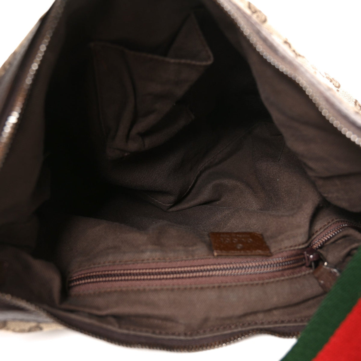 Gucci GG Monogram Web Medium Half Moon Hobo Dark Brown
