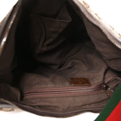 Gucci GG Monogram Web Medium Half Moon Hobo Dark Brown