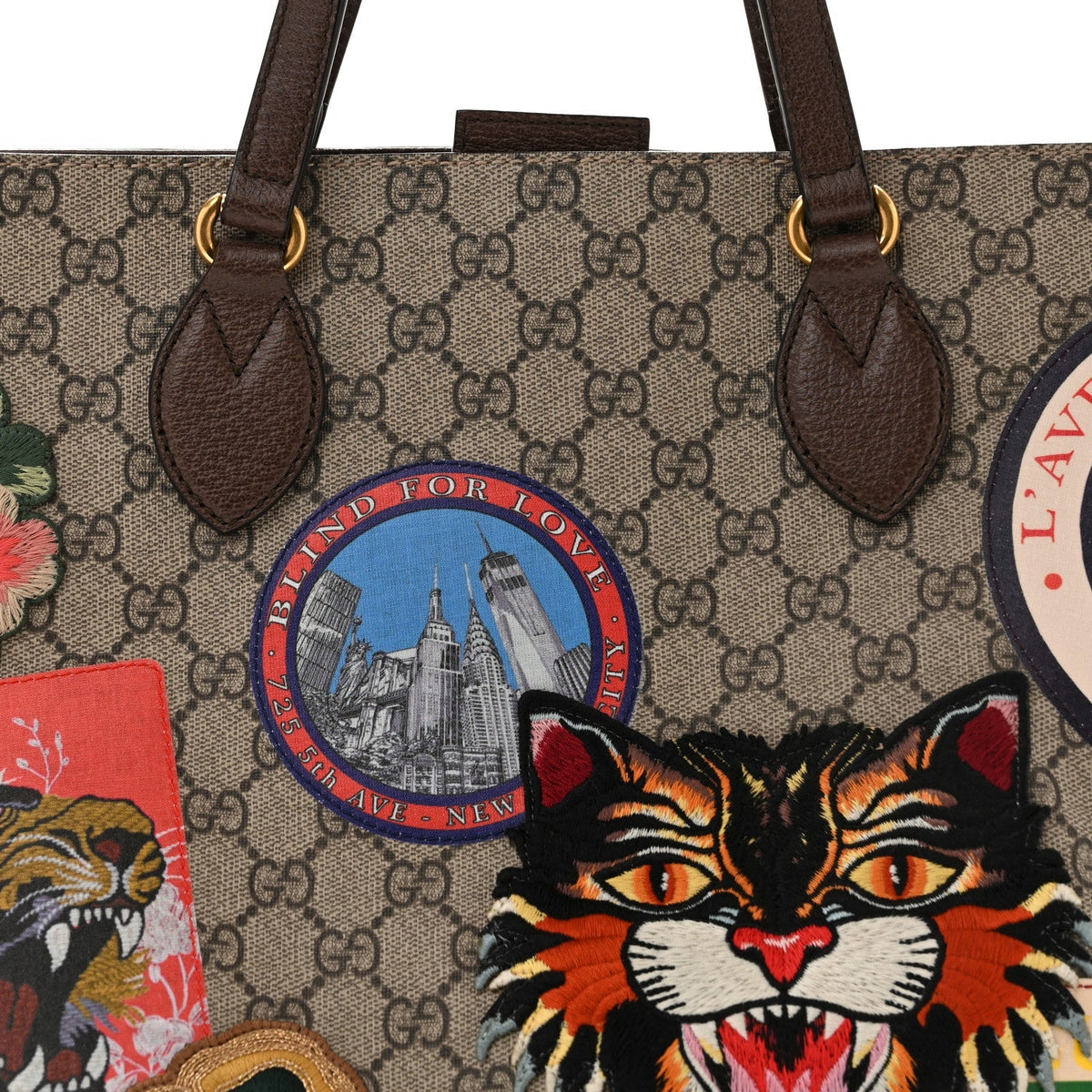 Gucci Soft GG Supreme Courrier Medium Crossbody Tote Beige New Acero 1981461