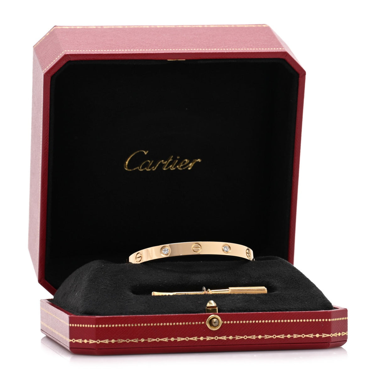 Cartier 18K Yellow Gold 4 Diamond LOVE Bracelet 16